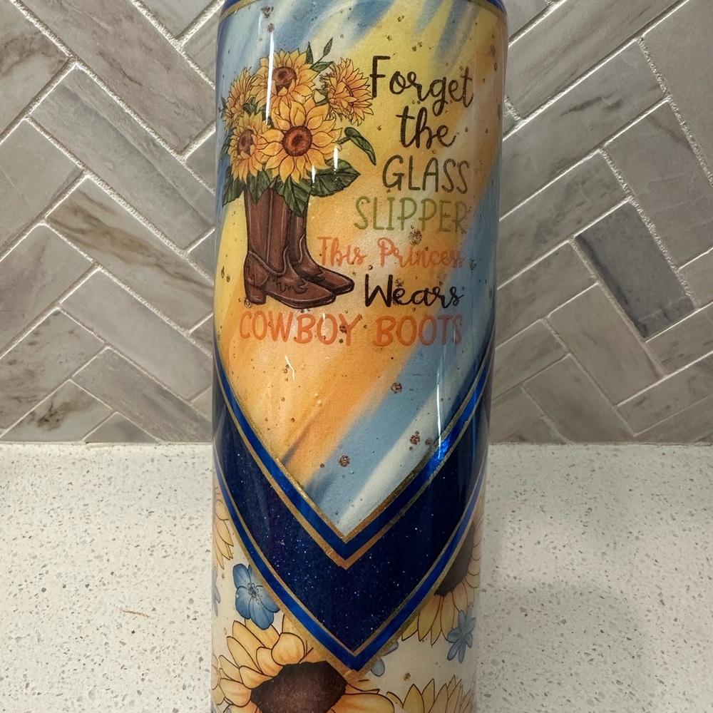 Colorful Floral Cowboy Boot Tumbler
